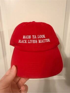 Red 'Made Ya Look Black Lives Matter' Embroidered Baseball Cap